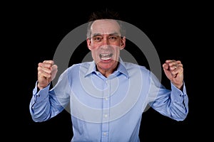 Angry Shouting Business Man Shaking Fists