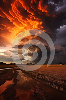 Angry Skies: A Fiery Sunset Caught in the Swirling Chaos of a Th