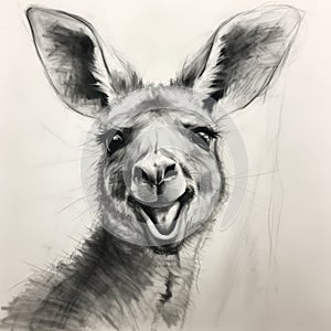 Angry Smiling Kangaroo Sketch In The Style Of Kathrin Longhurst