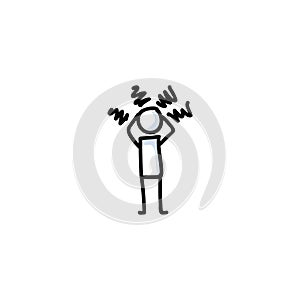 Angry stick figure vector illustration. Hand drawn upset outburst. Furious cartoon character bujo clipart