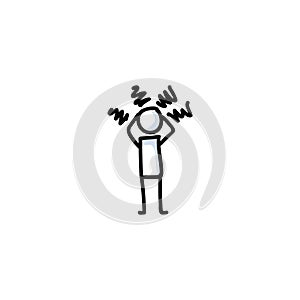 Angry stick figure vector illustration. Hand drawn upset outburst. Furious cartoon character bujo clipart photo