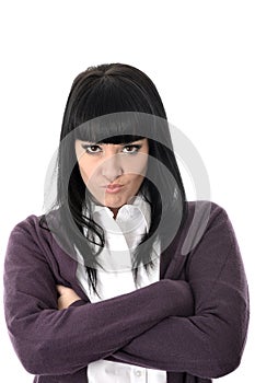 Angry Stressed Fed Up Unhappy Woman with Bad Attitude