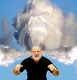 Angry Stressed Man Blowing Top