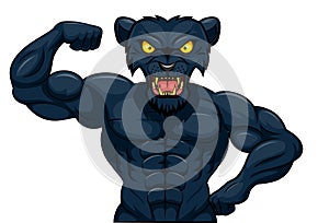 Angry strong panther mascot.