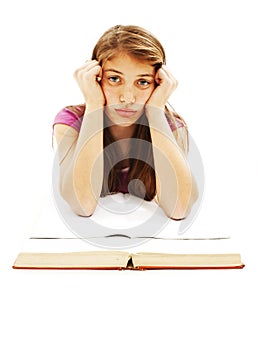 Angry student girl with learning difficulties