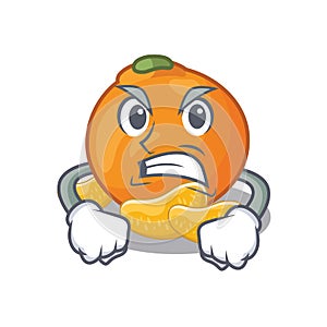 Angry tangerine with in the mascot shape