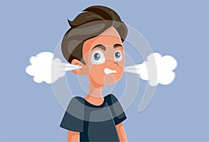 Angry Teen Boy Vector Cartoon Illustration