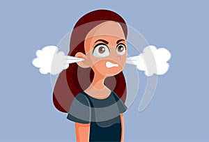 Angry Teen Girl Vector Cartoon Illustration