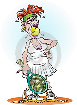 An angry tennis girl