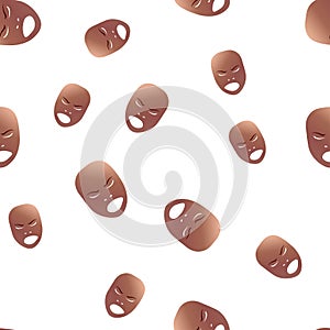 Angry theatrical mask seamless pattern