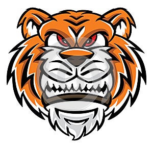 Angry Tiger Face Color Illustration Design