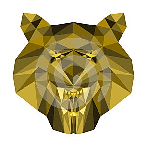 Angry tiger face with low poly art