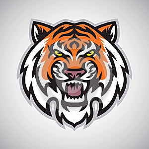 Angry Tiger Head Logo Vector Mascot Illustration