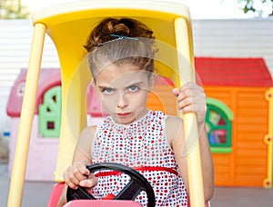 Angry toy car driver children girl