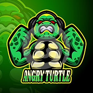 Angry turtle esport logo mascot design