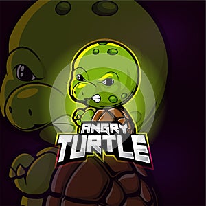 Angry turtle mascot esport logo design