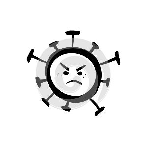 Angry and unpleased coronavirus icon, virus or disease, symbol of COVID-19 simple illustration on a white isolated