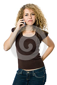 Angry and upset on the phone