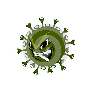 Angry virus character vector - virus mascot vector