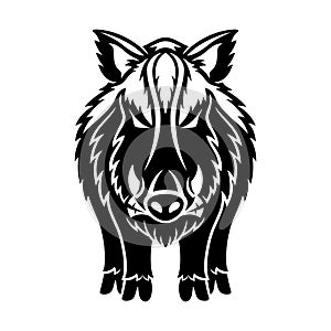 Angry wild boar icon.