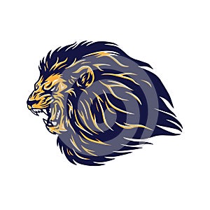 Angry Wild Lion Head Mascot Logo Illustration