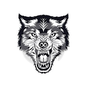 Angry Wolf Face in vector comic style