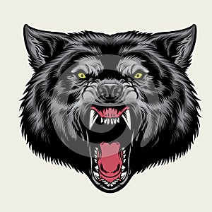 Angry wolf head