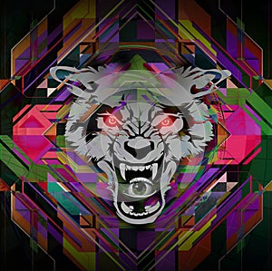 Angry wolf head