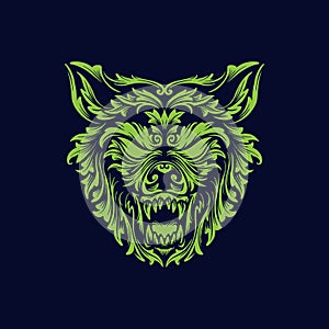 Angry wolf head creative logo icon design vector illustration