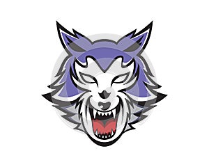 Angry Wolf Head Mascot Illustration