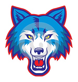 Angry wolf head mascot