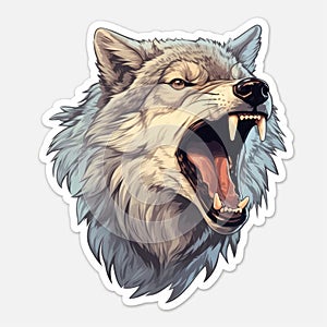 Angry wolf head show his sharp teeth. Generative AI
