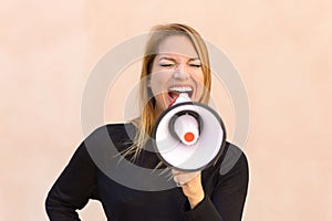 Angry woman airing her grievances photo