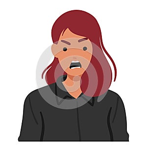 Angry Woman Character Face Contorted In A Furious Yell, Eyes Ablaze With Anger, And Lips Parted In A Fierce Expression