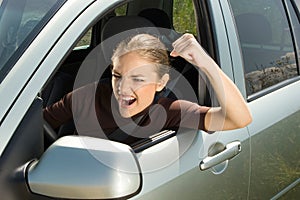 Angry woman driver