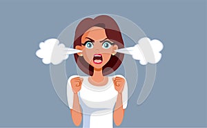 Angry Woman Having a Breakdown Moment of Crisis Vector Cartoon Illustration