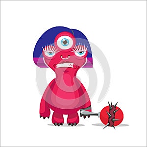Angry Woman Monster Vector. Cartoon Mascot Character. Vector Illustration.