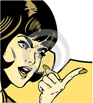 Angry woman pointing comics style