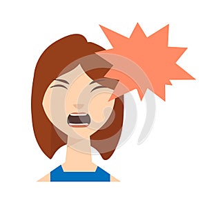 Angry Woman Scream. Vector