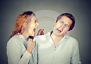 Angry woman screaming at her husband or boyfriend