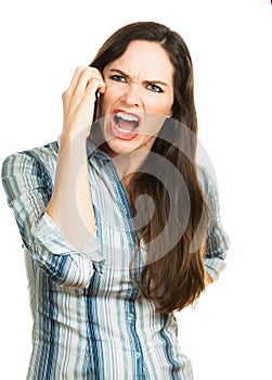 Angry woman screaming on the phone