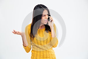 Angry woman talking on the phone