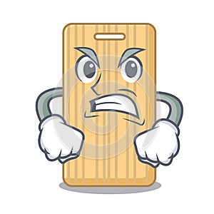 Angry wooden cutting board mascot cartoon