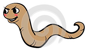 Angry worm, illustration, vector