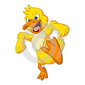 Angry yellow duck cartoon mascot