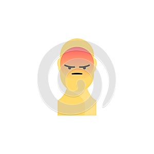 Angry yellow smiley. Like social icon. Button for expressing social emoji. Flat illustration EPS 10