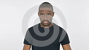 Angry Young African Man Want Revenge on White Background