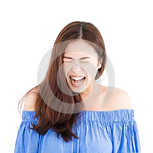 Angry young casual woman portrait