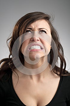 Angry Young Caucasian Woman Portrait