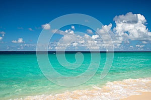 Anguilla, Caribbean beach landscape, boat sailing